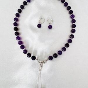 Necklace with natural stones, amethyst