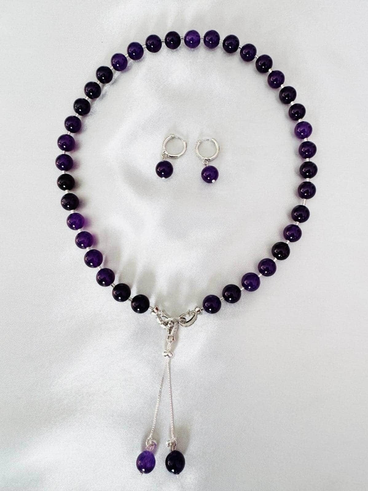 Necklace with natural stones, amethyst