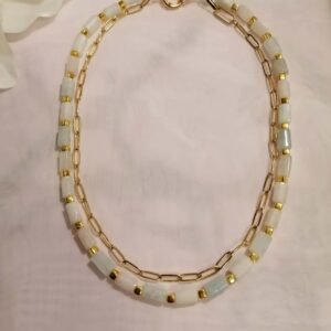 Natural Aquamarine Double-Layer Necklace